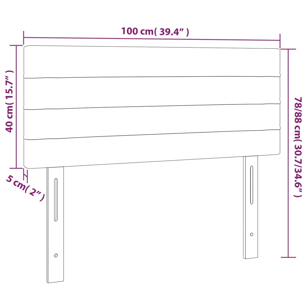 Tăblie de pat, gri închis, 100x5x78/88 cm, textil