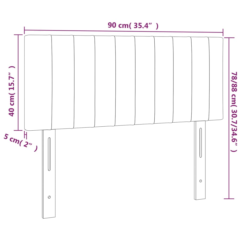 Tăblie de pat, crem, 90x5x78/88 cm, textil