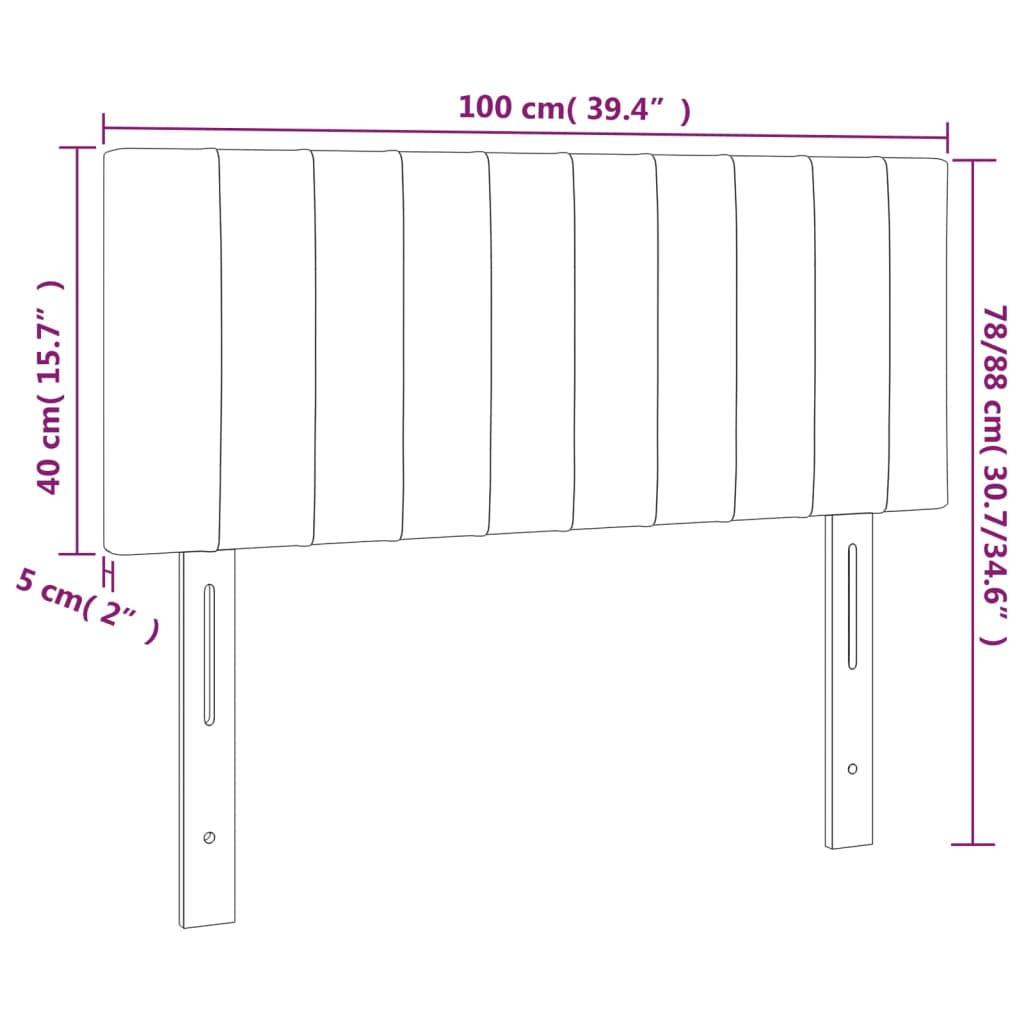 Tăblie de pat, crem, 100x5x78/88 cm, textil