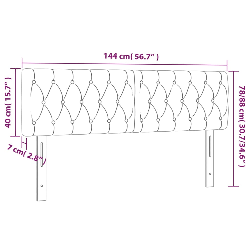 Tăblii de pat, 2 buc, gri deschis, 72x7x78/88 cm, textil