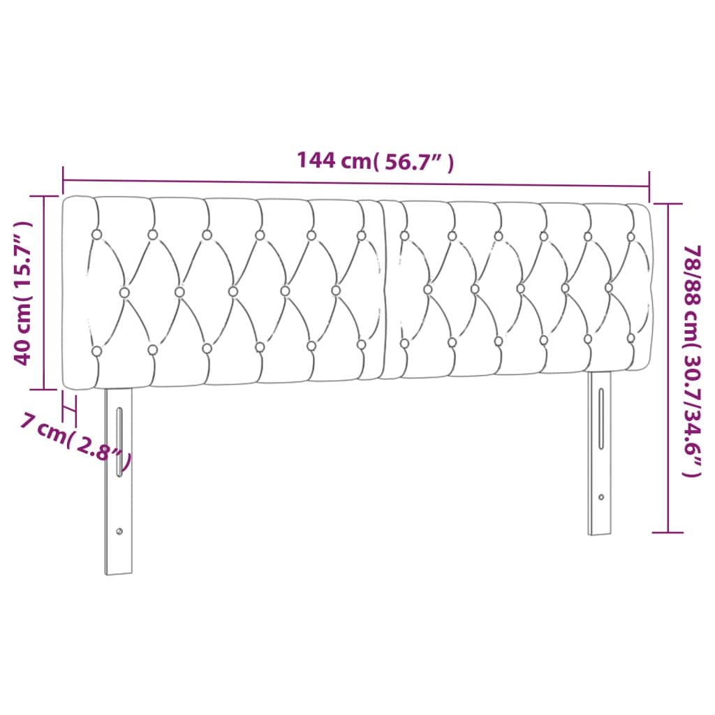 Tăblii de pat, 2 buc, maro închis, 72x7x78/88 cm, textil