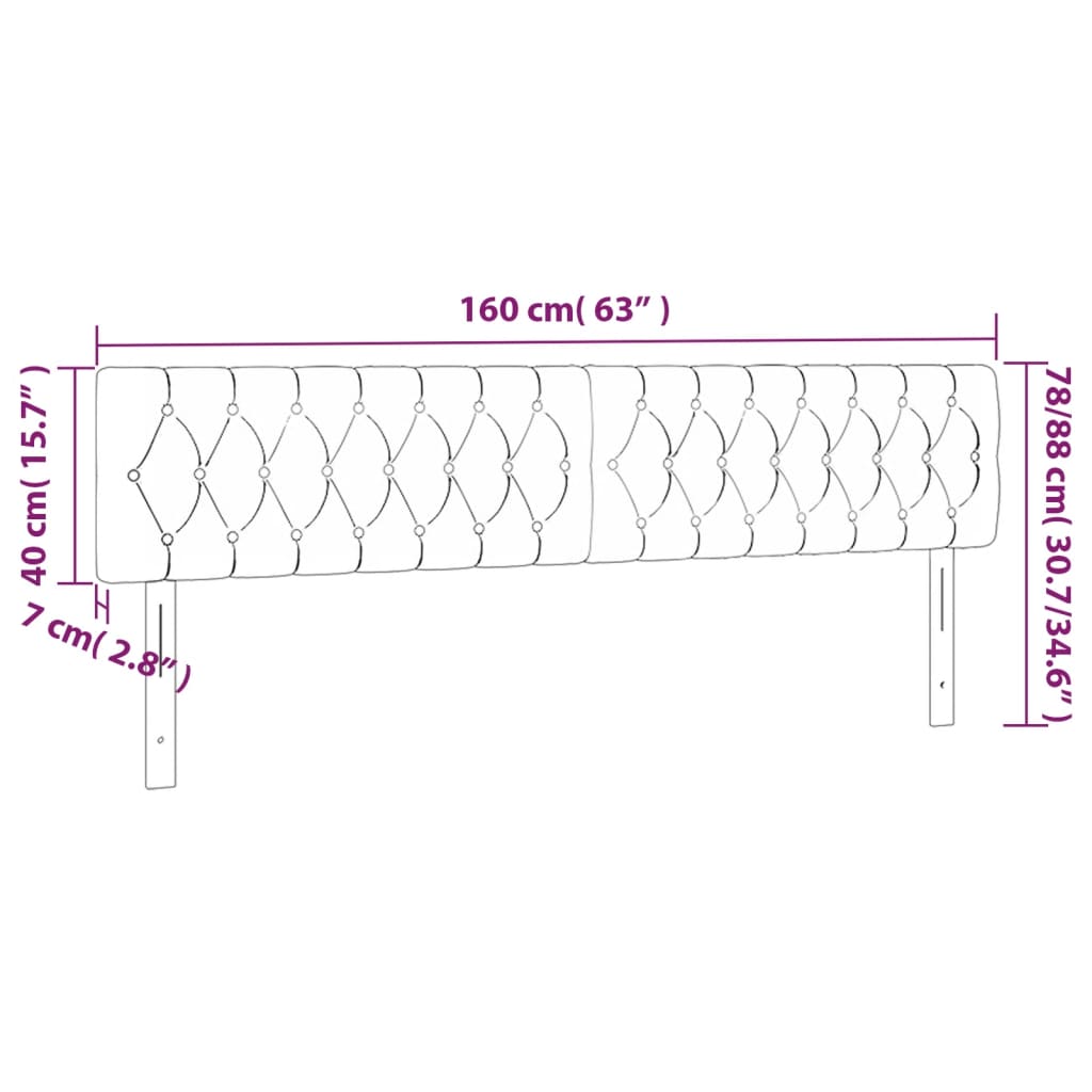 Tăblii de pat, 2 buc, negru, 80x7x78/88 cm, textil