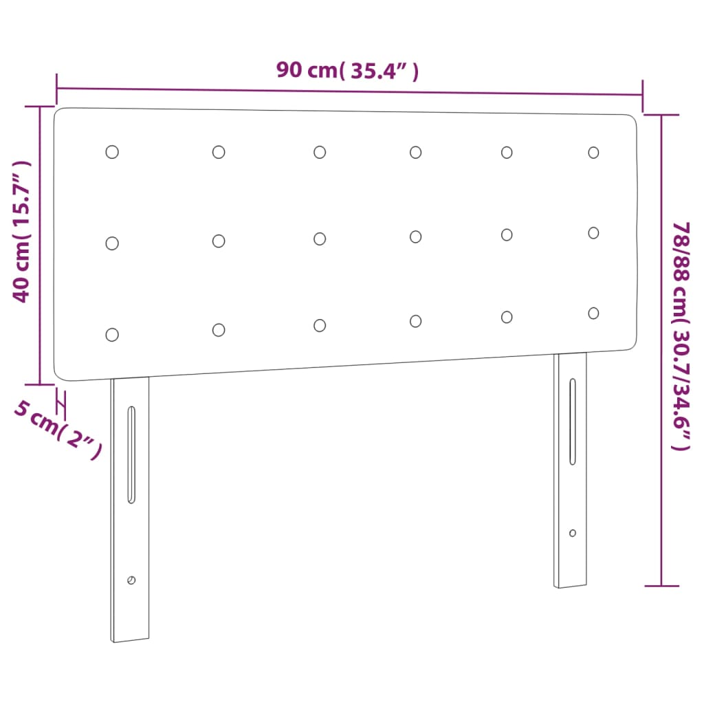 Tăblie de pat, alb, 90x5x78/88 cm, piele ecologică