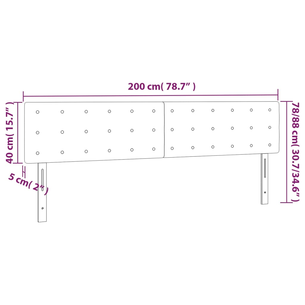 Tăblii de pat, 2 buc, gri închis, 100x5x78/88 cm, textil