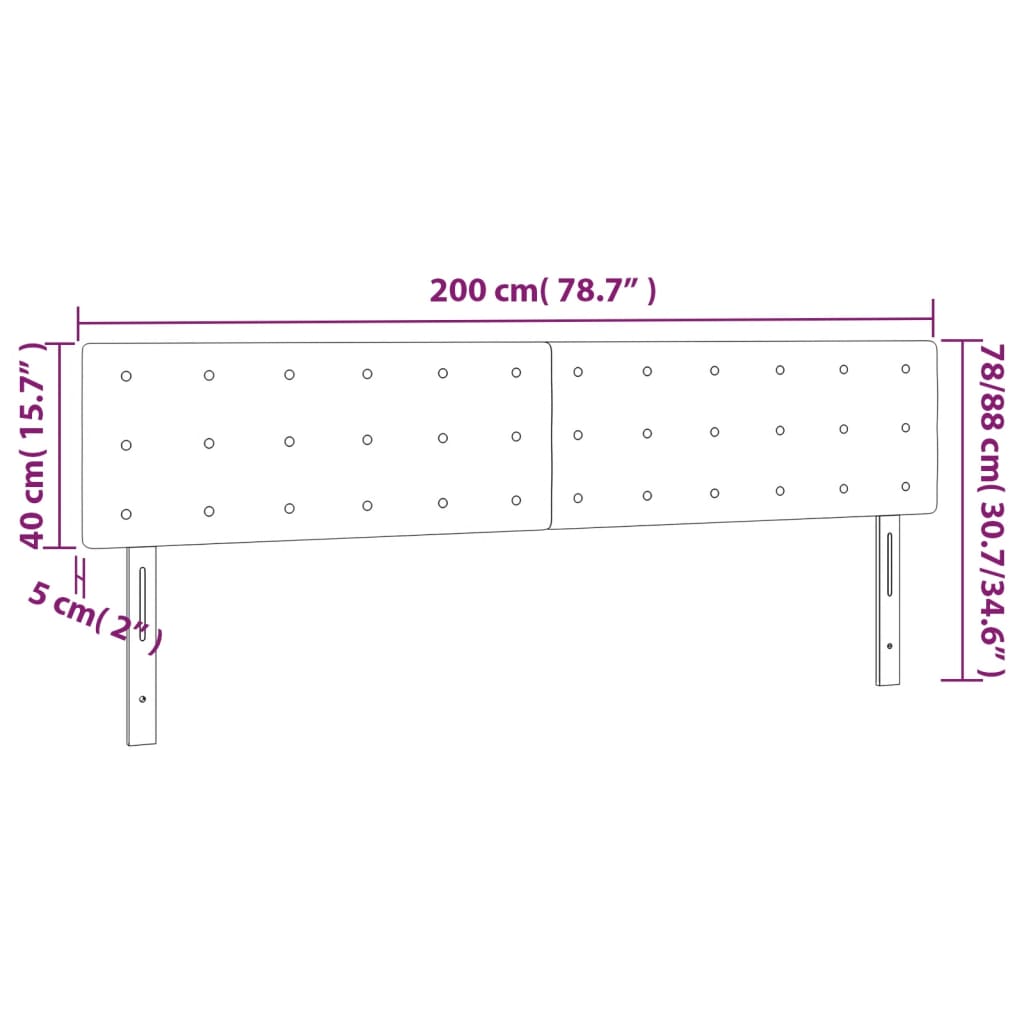 Tăblii de pat, 2 buc, negru, 100x5x78/88 cm, catifea