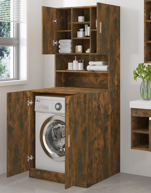 Încărcați imaginea în vizualizatorul Galerie, Dulap pentru mașina de spălat, stejar afumat, lemn prelucrat
