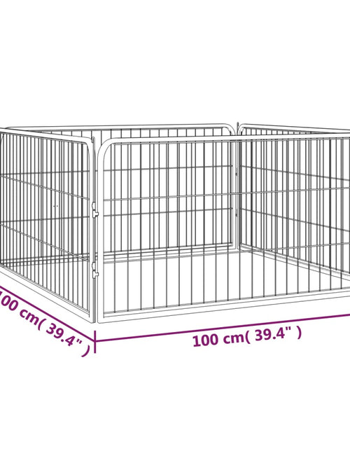 Încărcați imaginea în vizualizatorul Galerie, Padoc pentru câini cu 4 panouri, negru, 100x50 cm, oțel
