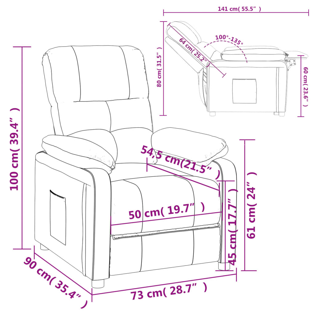 Fotoliu rabatabil, maro, material textil