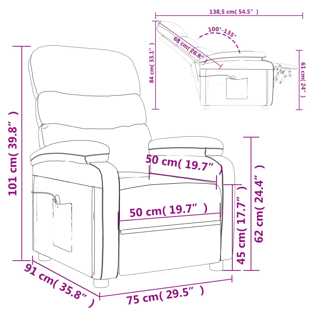 Fotoliu de masaj, gri închis, material textil