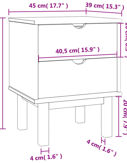 Încărcați imaginea în vizualizatorul Galerie, Dulap noptieră OTTA, maro/gri, 45x39x57 cm, lemn masiv pin
