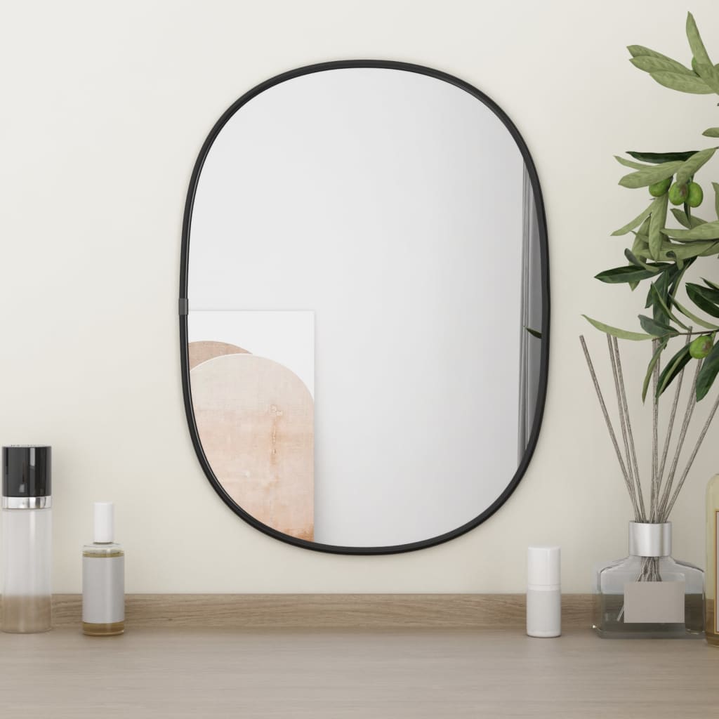 Oglindă de perete, negru, 40x30 cm