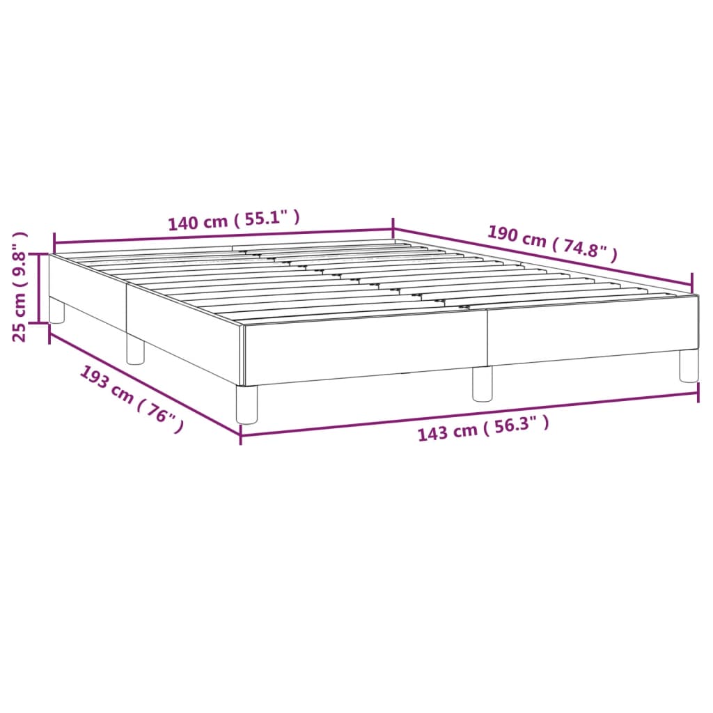 Cadru de pat, gri, 140x190 cm, piele ecologică