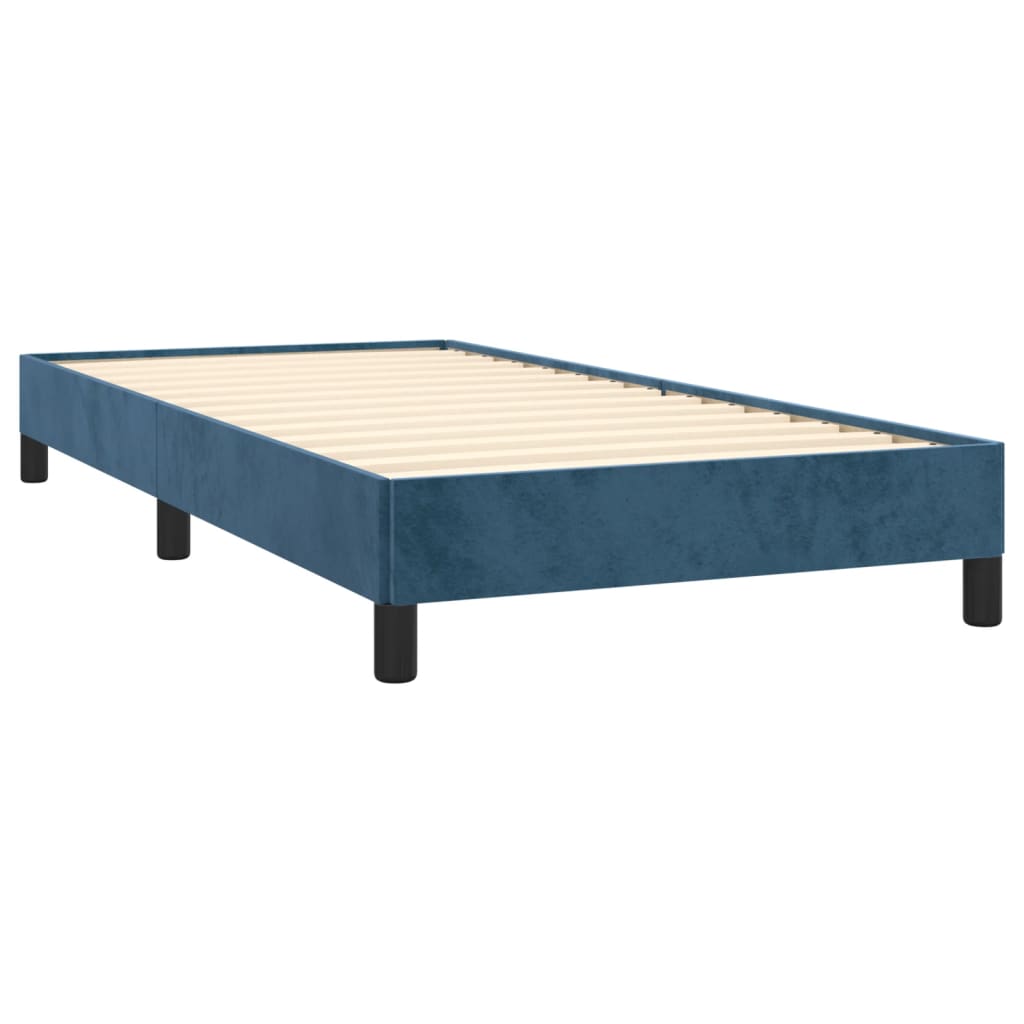 Cadru de pat, albastru închis, 90x190 cm, catifea