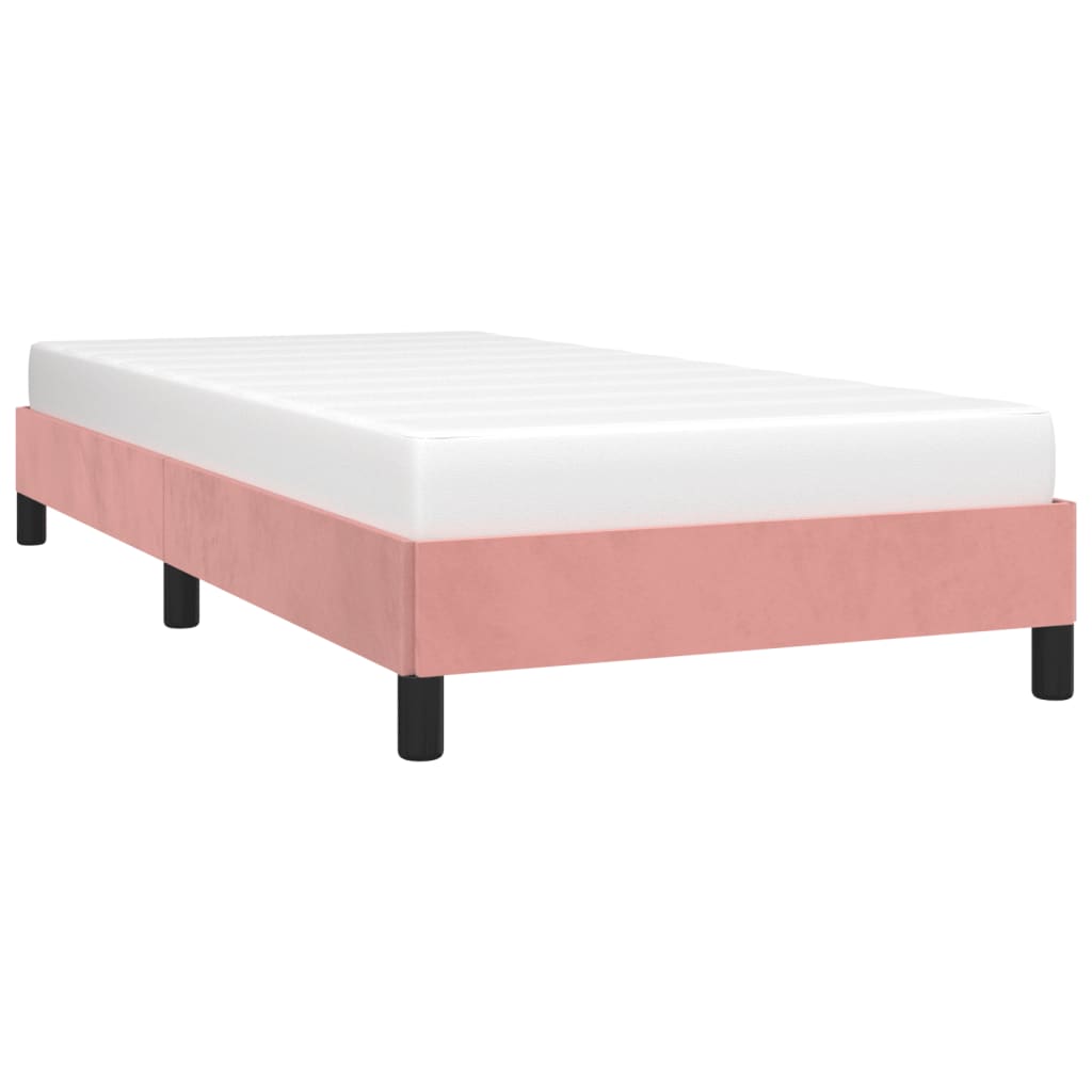 Cadru de pat, roz, 90x190 cm, catifea