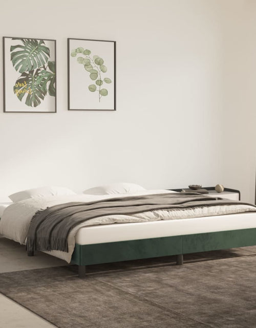 Încărcați imaginea în vizualizatorul Galerie, Cadru de pat, verde închis, 160x200 cm, catifea
