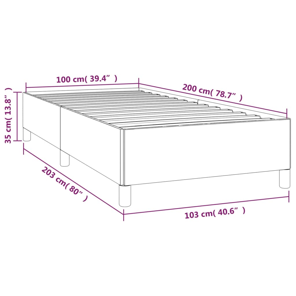 Cadru de pat, gri, 100x200 cm, piele ecologică