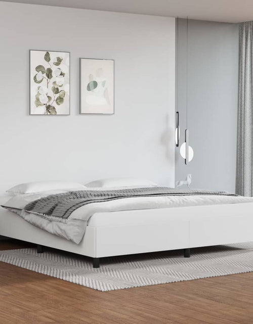 Încărcați imaginea în vizualizatorul Galerie, Cadru de pat, alb, 200x200 cm, piele ecologică
