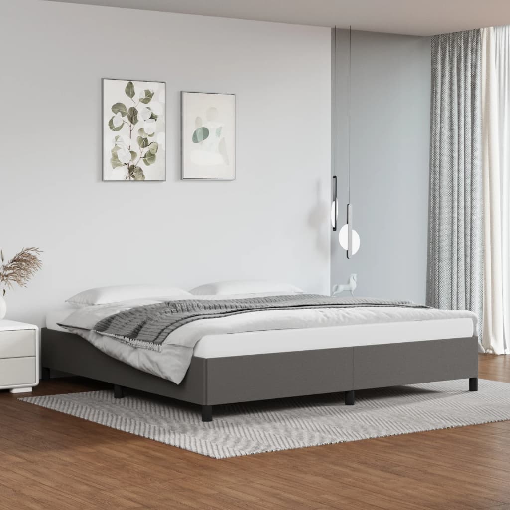 Cadru de pat, gri, 200x200 cm, piele ecologică