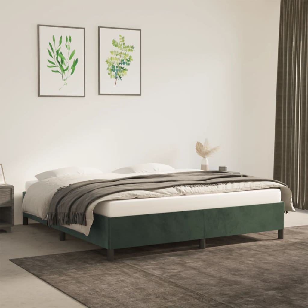 Cadru de pat, verde închis, 180 x 200 cm, catifea