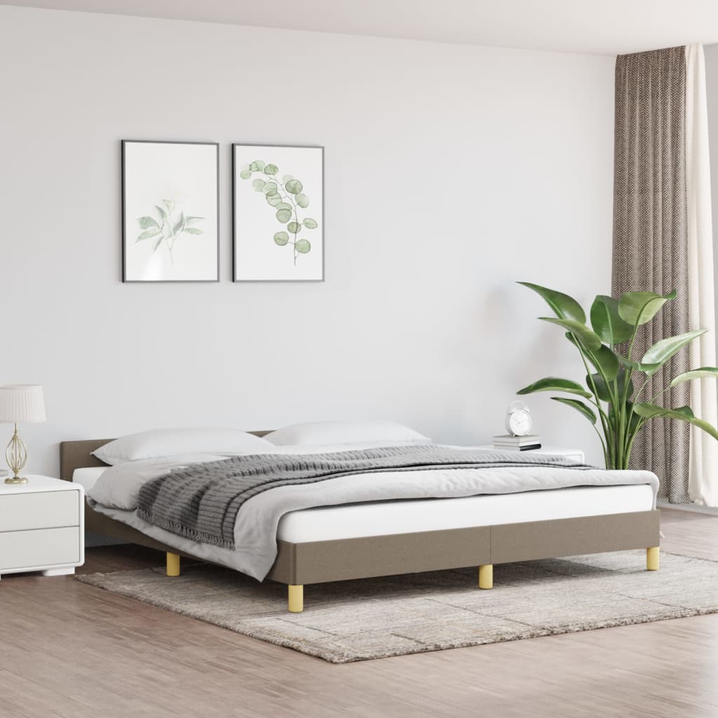 Cadru de pat cu tăblie, gri taupe, 160x200 cm, textil