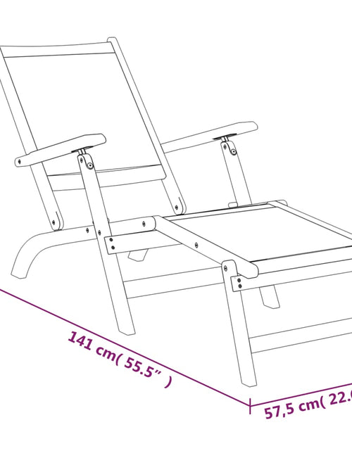 Загрузите изображение в средство просмотра галереи, Șezlonguri cu masă de exterior, lemn masiv acacia și textilenă
