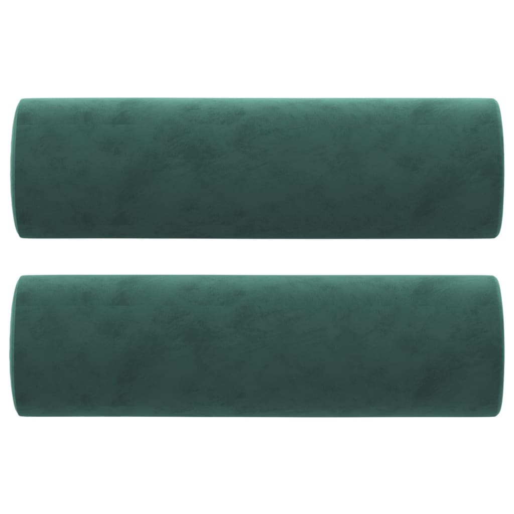 Perne decorative, 2 buc., verde închis, Ø15x50 cm, catifea