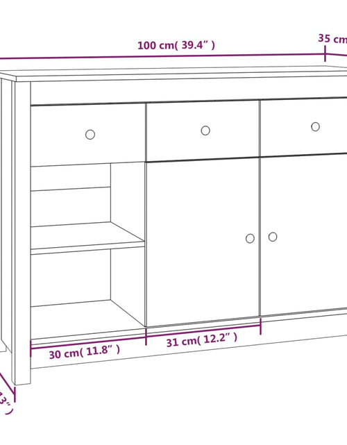 Încărcați imaginea în vizualizatorul Galerie, Servantă, 100x35x74 cm, lemn masiv de pin - Lando
