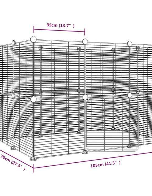 Загрузите изображение в средство просмотра галереи, Cușcă animale de companie cu ușă 20 panouri negru 35x35 cm oțel
