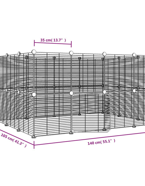 Încărcați imaginea în vizualizatorul Galerie, Cușcă animale de companie cu ușă 28 panouri negru 35x35 cm oțel

