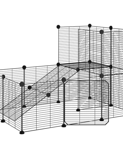 Încărcați imaginea în vizualizatorul Galerie, Cușcă animale de companie cu ușă 20 panouri negru 35x35 cm oțel
