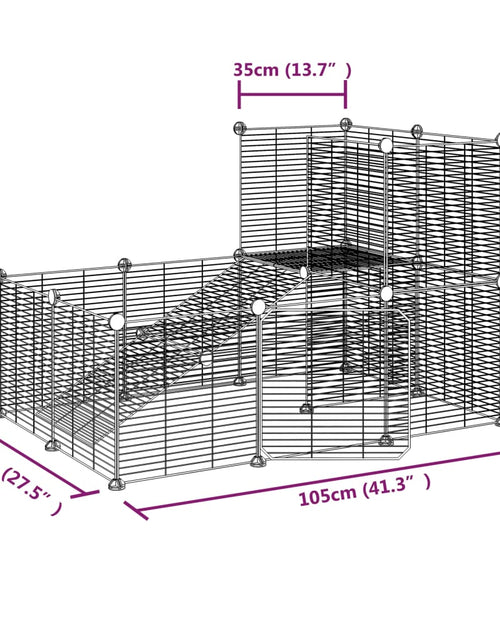 Încărcați imaginea în vizualizatorul Galerie, Cușcă animale de companie cu ușă 20 panouri negru 35x35 cm oțel
