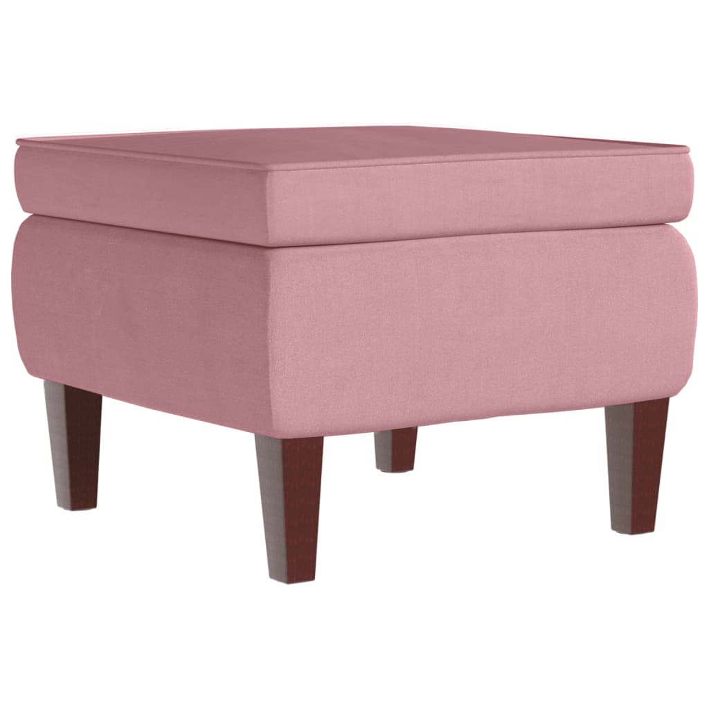 Scaun balansoar, picioare din lemn și taburet, roz, catifea