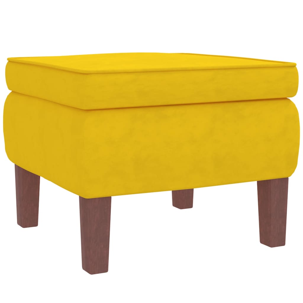 Scaun balansoar, picioare din lemn și taburet, galben, catifea