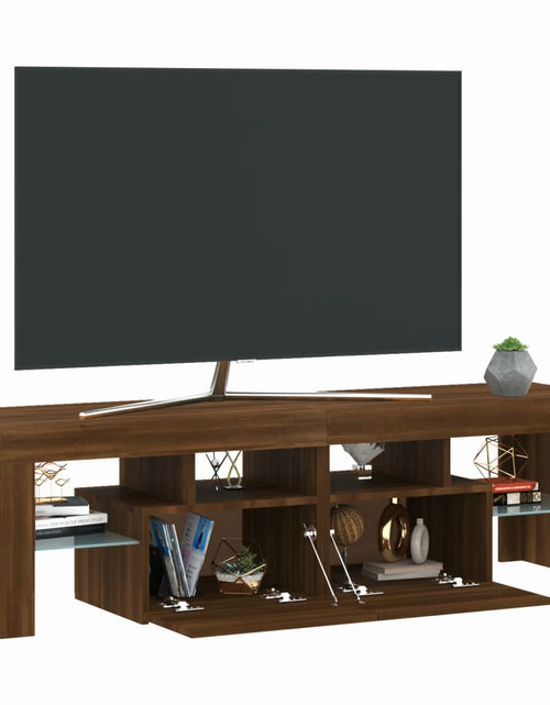 Загрузите изображение в средство просмотра галереи, Comodă TV cu lumini LED, stejar maro, 140x36,5x40 cm
