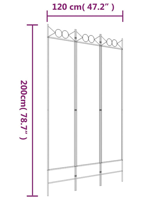 Încărcați imaginea în vizualizatorul Galerie, Paravan de cameră cu 3 panouri, alb, 120x200 cm, textil
