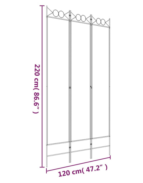 Загрузите изображение в средство просмотра галереи, Paravan de cameră cu 3 panouri, alb, 120x220 cm, textil
