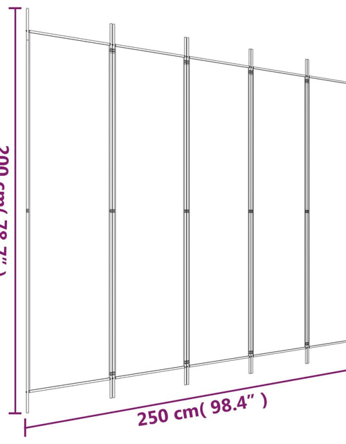 Загрузите изображение в средство просмотра галереи, Paravan de cameră cu 5 panouri, negru, 250x200 cm, textil
