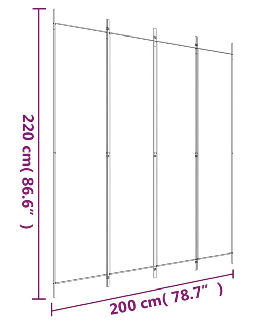 Загрузите изображение в средство просмотра галереи, Paravan de cameră cu 4 panouri, alb, 200x220 cm, textil

