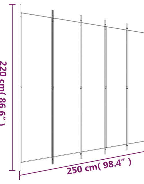 Загрузите изображение в средство просмотра галереи, Paravan de cameră cu 5 panouri maro 250x220 cm material textil
