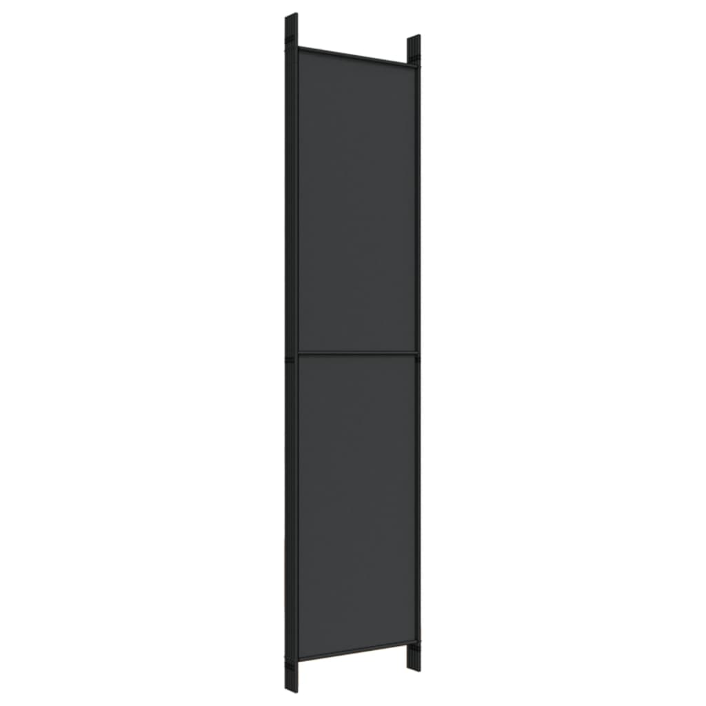 Paravan de cameră cu 5 panouri, negru, 250x220 cm, textil