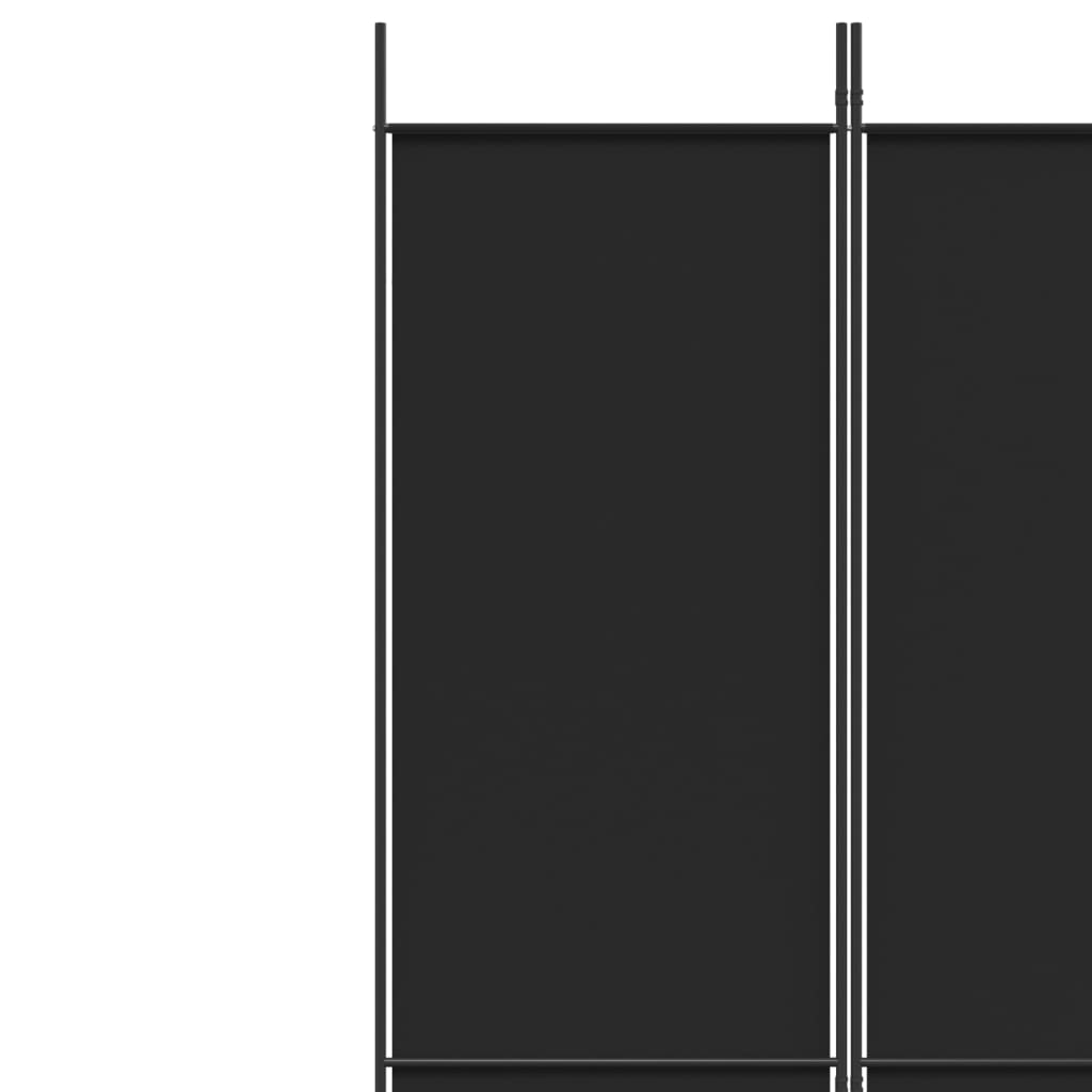 Paravan de cameră cu 5 panouri, negru, 250x220 cm, textil