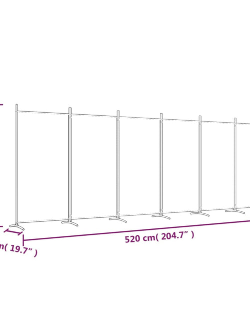 Загрузите изображение в средство просмотра галереи, Paravan cameră cu 6 panouri, alb, 520x180 cm, textil
