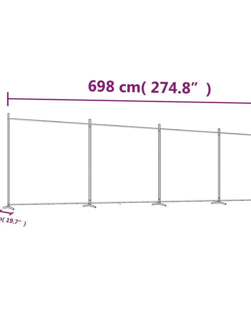 Загрузите изображение в средство просмотра галереи, Paravan de cameră cu 4 panouri, alb, 698x180 cm, textil
