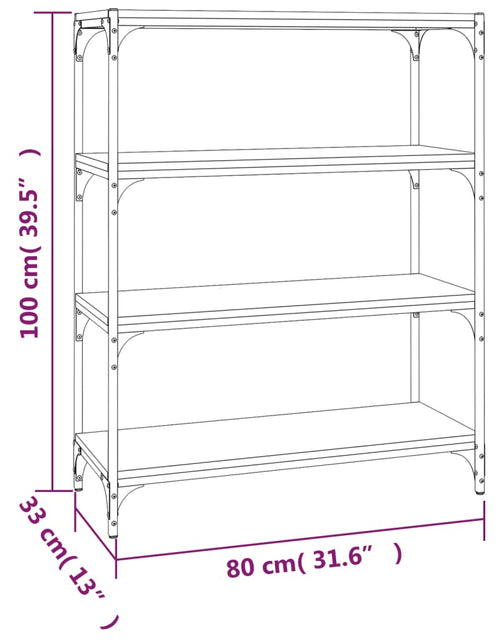 Încărcați imaginea în vizualizatorul Galerie, Bibliotecă, negru, 80x33x100 cm, lemn prelucrat și oțel
