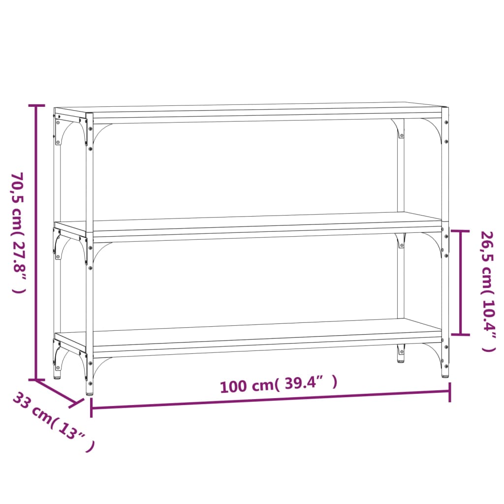 Raft cărți stejar fumuriu 100x33x70,5 cm lemn prelucrat și oțel