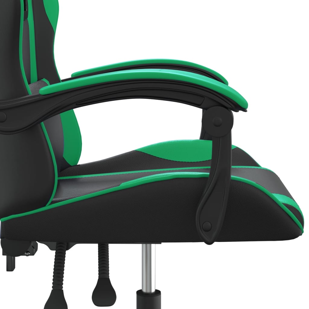 Scaun de gaming pivotant, negru și verde, piele ecologică - Lando