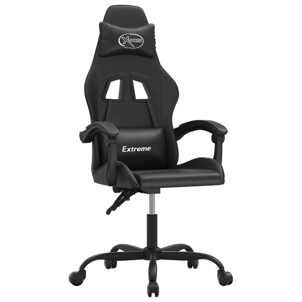 Scaun de gaming pivotant, negru, piele ecologică