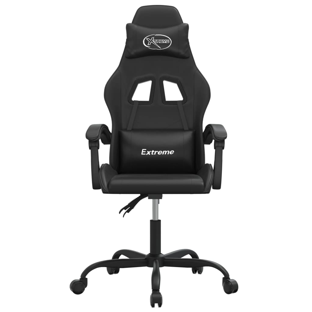 Scaun de gaming pivotant, negru, piele ecologică