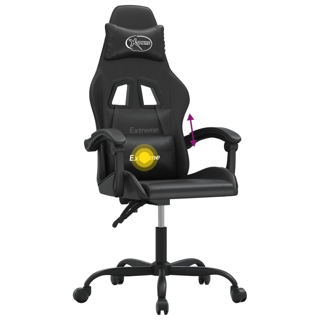 Scaun de gaming pivotant, negru, piele ecologică