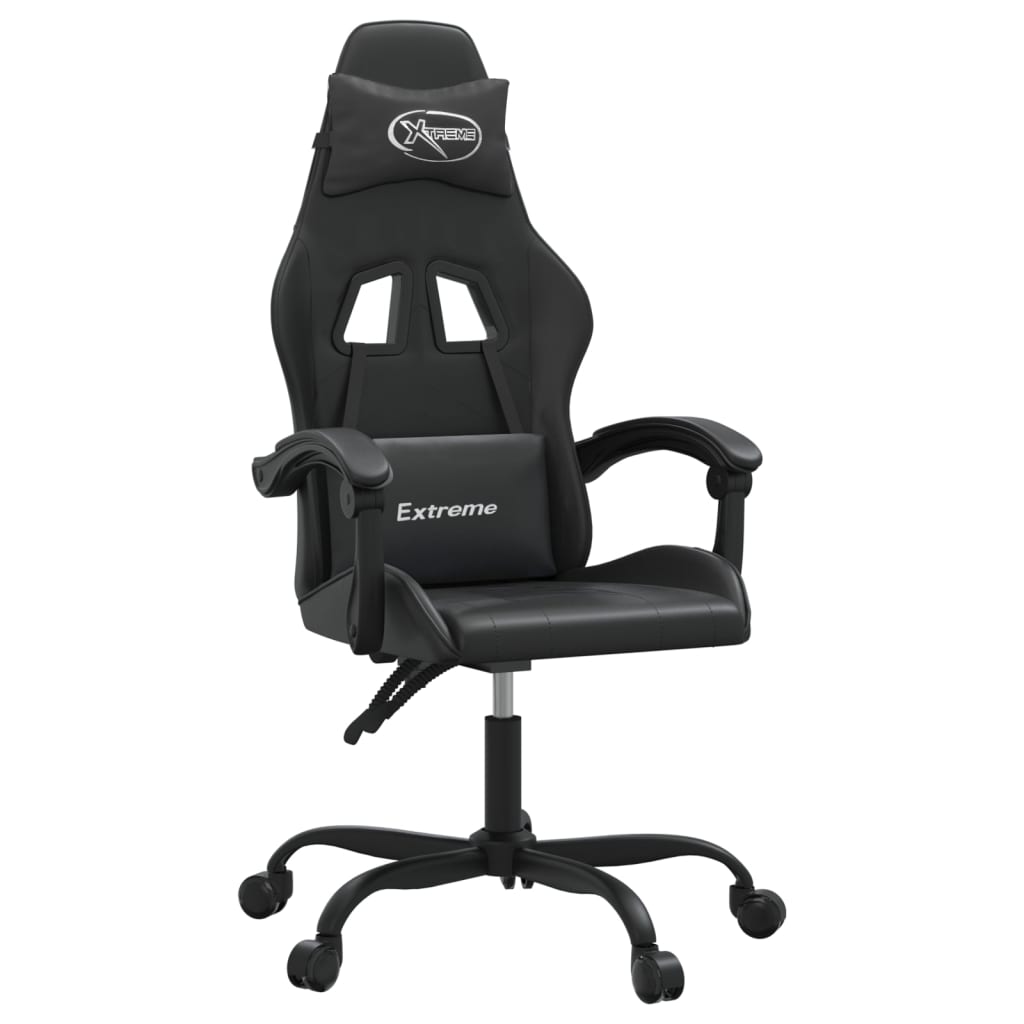 Scaun de gaming pivotant, negru, piele ecologică